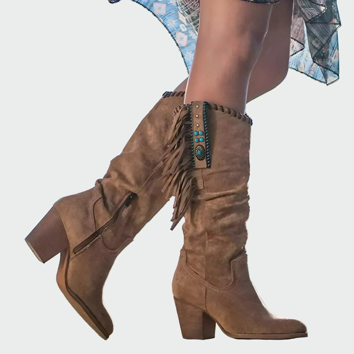 Stivali Western Boho Marbella™ per Donna con Frange e Tacco Moderato