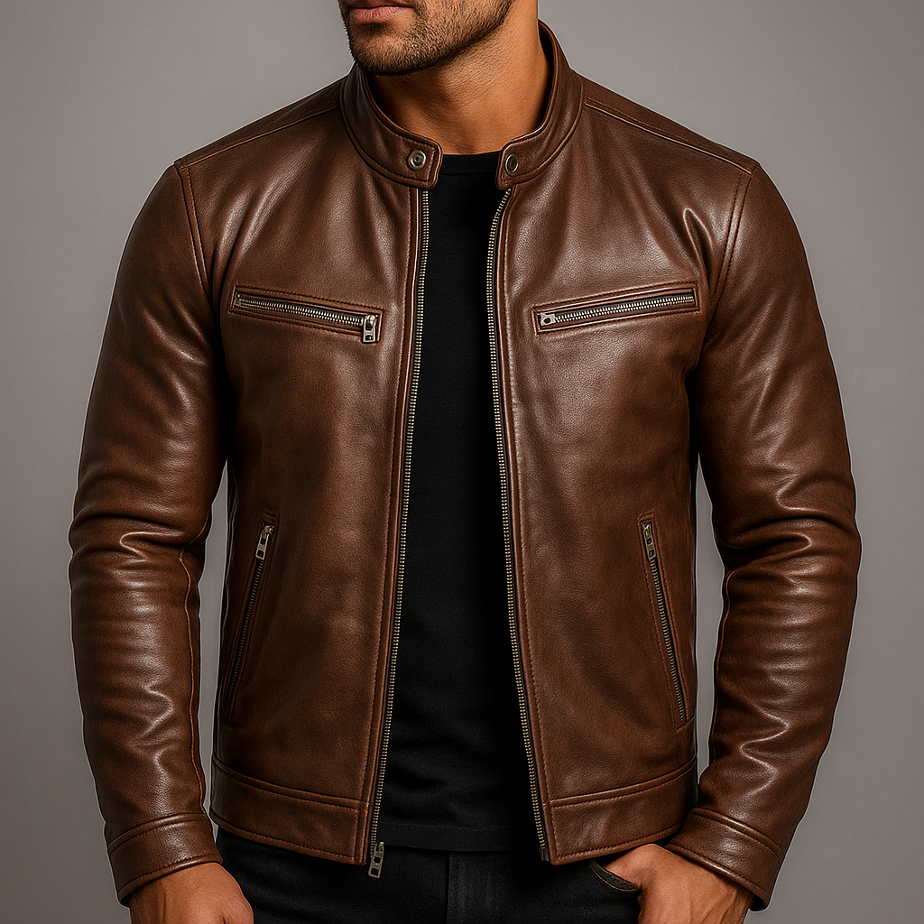 BRIXTON | Giacca vintage in pelle con zip