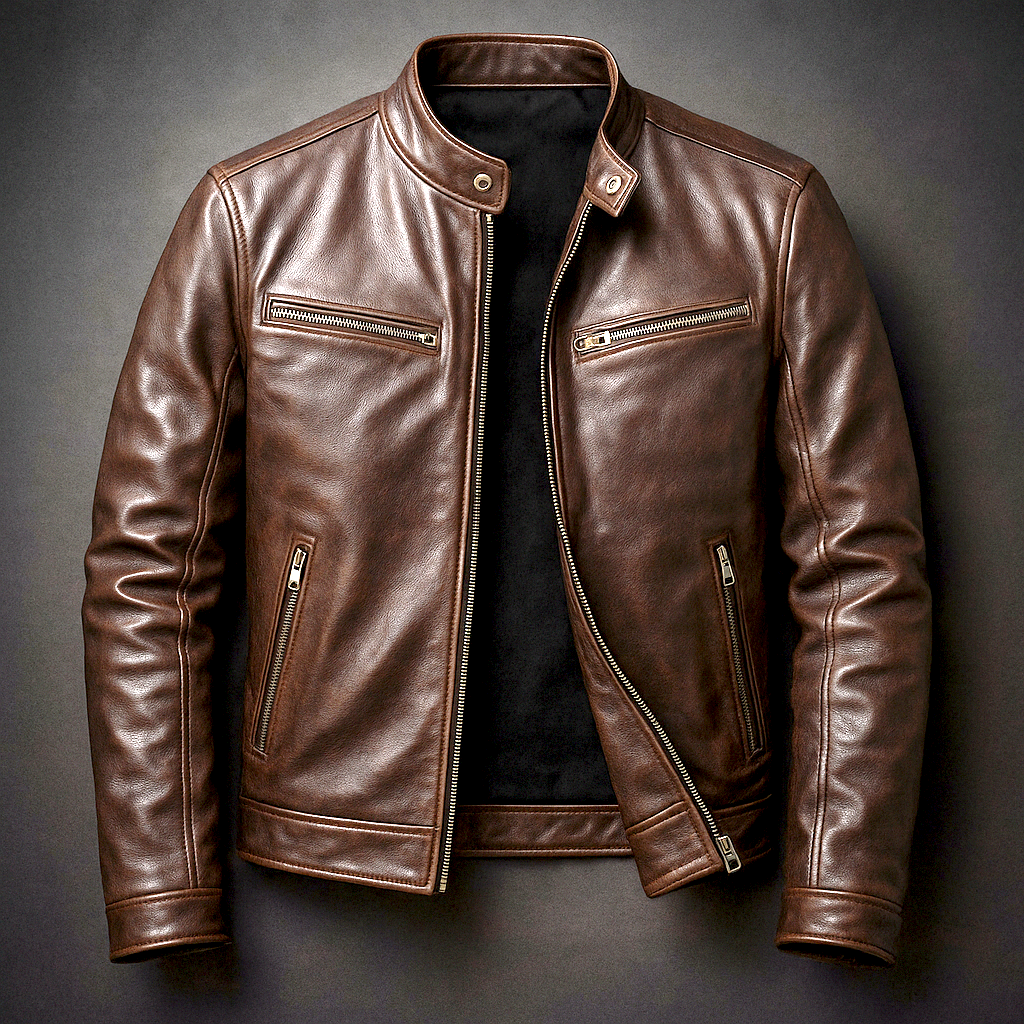 BRIXTON | Giacca vintage in pelle con zip