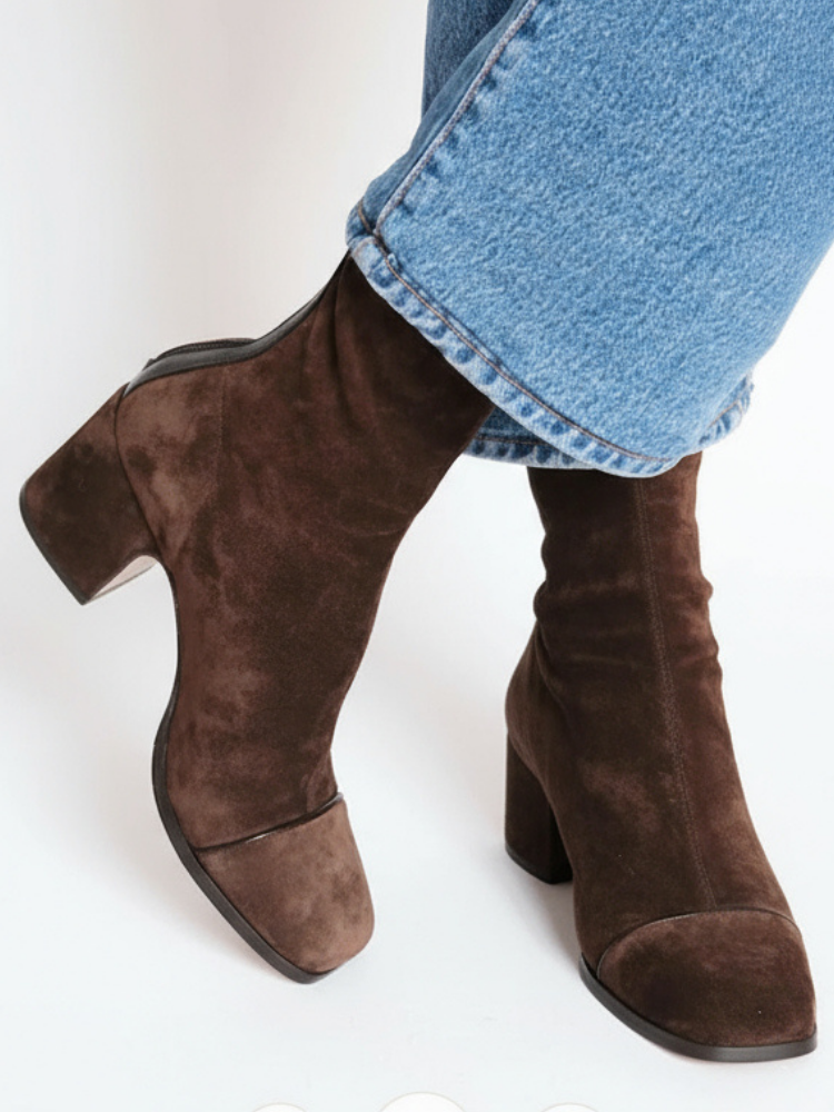 Prudencia™ Stivali in Camoscio con Tacco Basso – Comfort per l'Uso Quotidiano