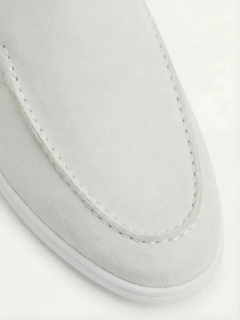 Yacht | Mocassino Aperto Camoscio — Bianco