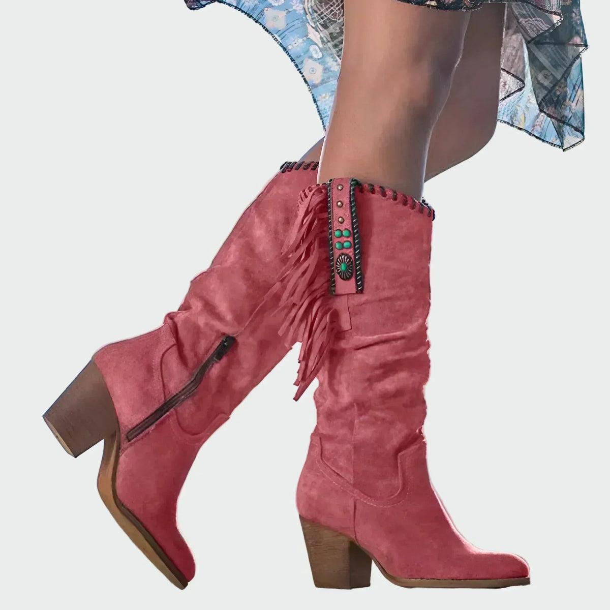 Stivali Western Boho Marbella™ per Donna con Frange e Tacco Moderato