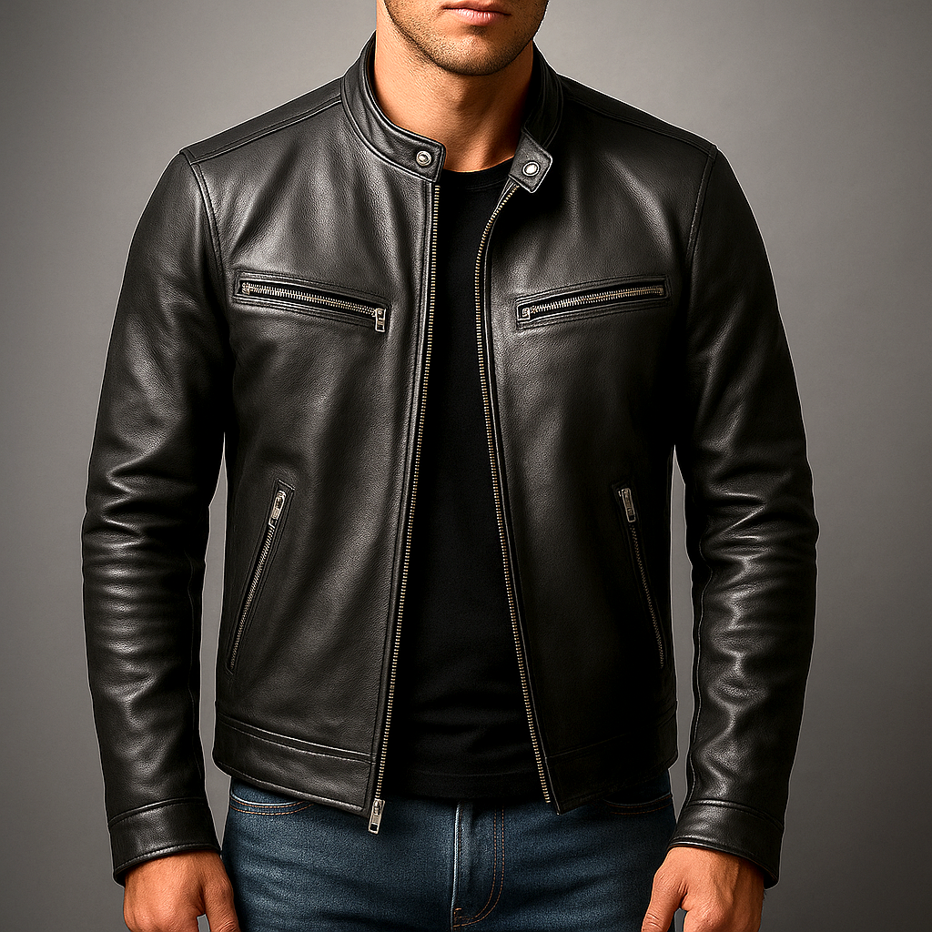 BRIXTON | Giacca vintage in pelle con zip