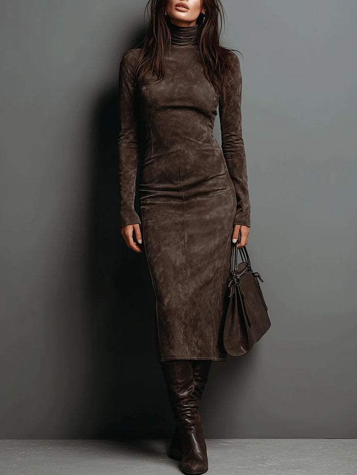 Leonela | Abito lungo midi in marrone