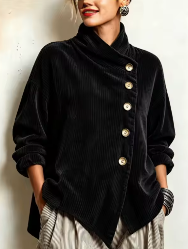 Sandra | Giacca oversize con collo alto asimmetrico