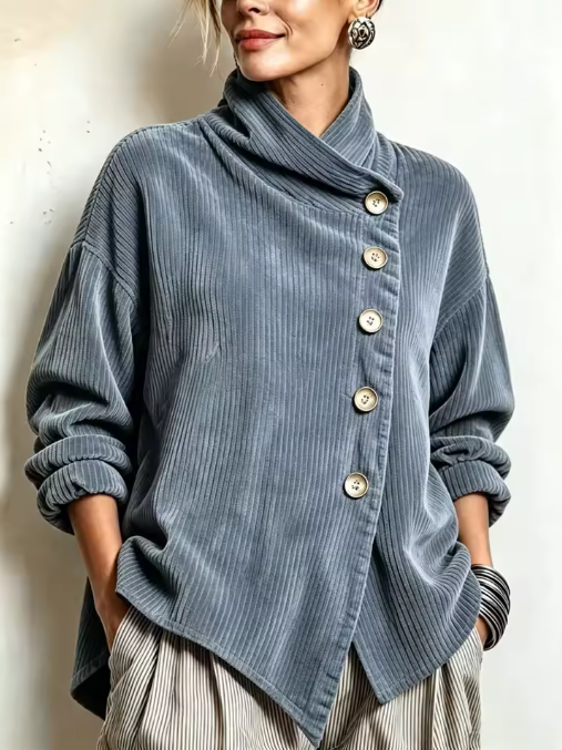Sandra | Giacca oversize con collo alto asimmetrico