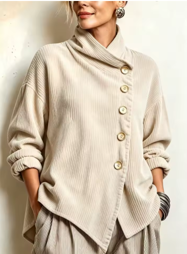 Sandra | Giacca oversize con collo alto asimmetrico