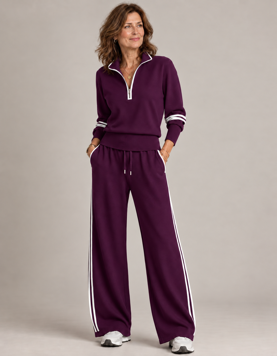 Amy™ | Set Coordinato con Mezza Zip e Gamba Ampia