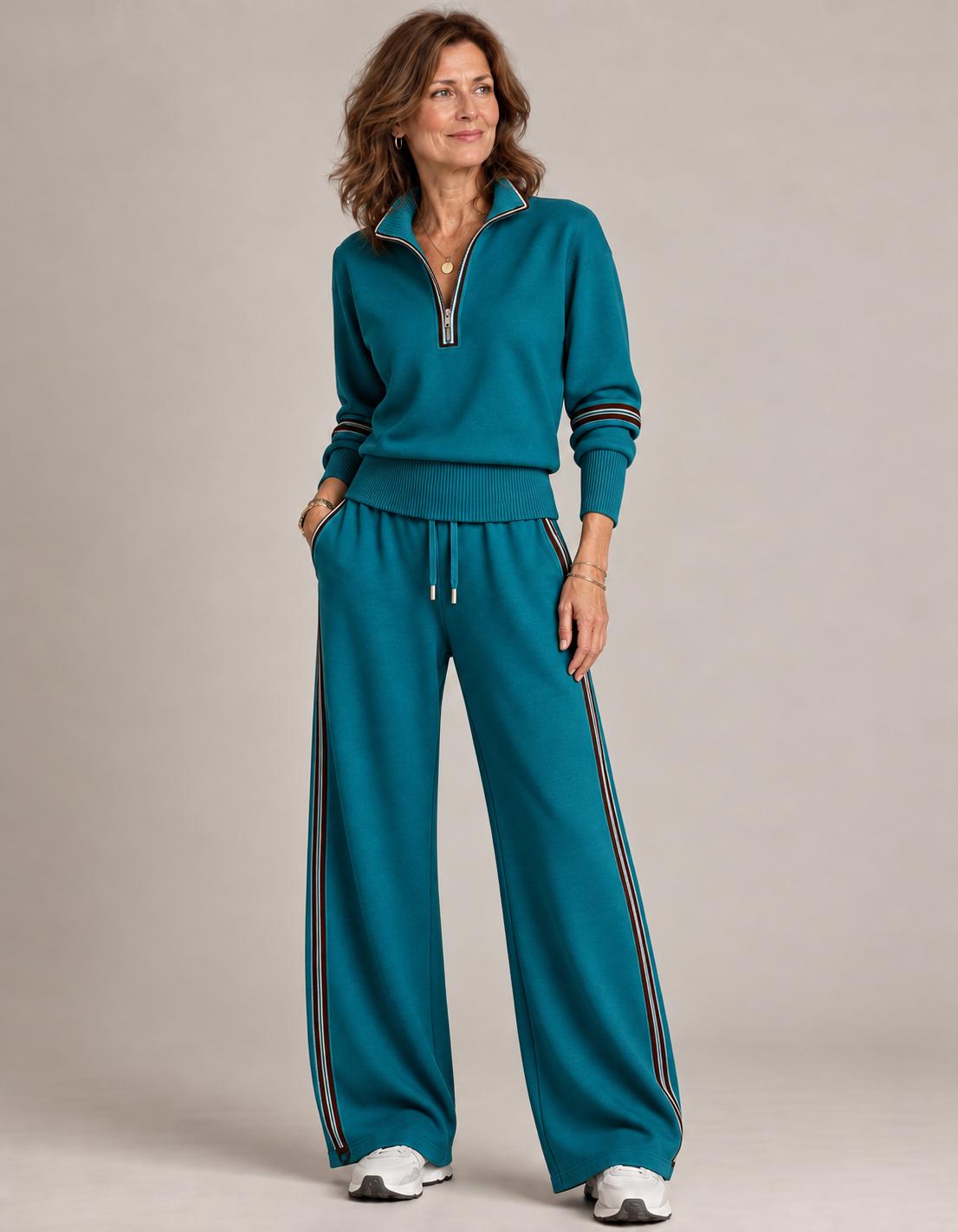 Amy™ | Set Coordinato con Mezza Zip e Gamba Ampia