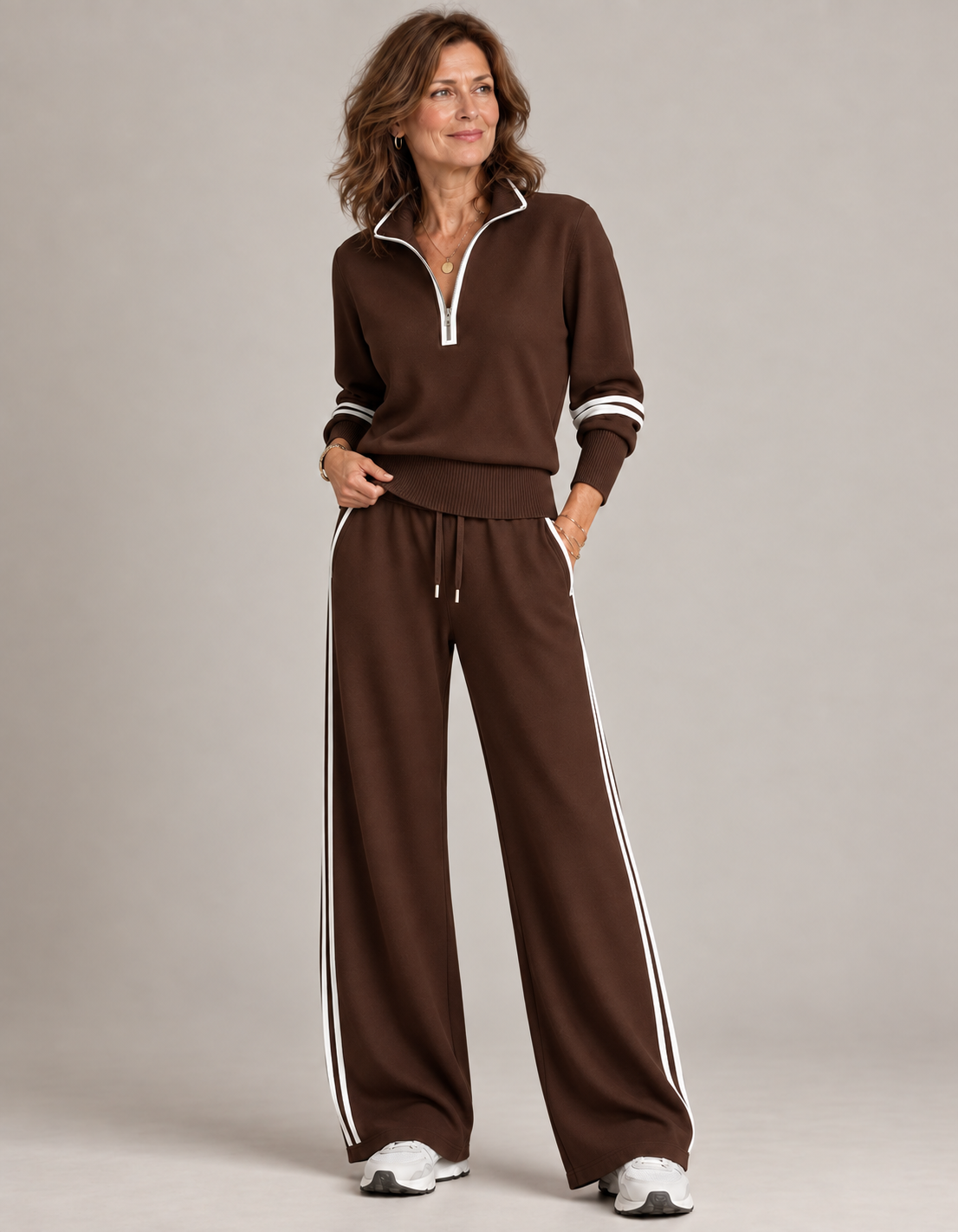 Amy™ | Set Coordinato con Mezza Zip e Gamba Ampia
