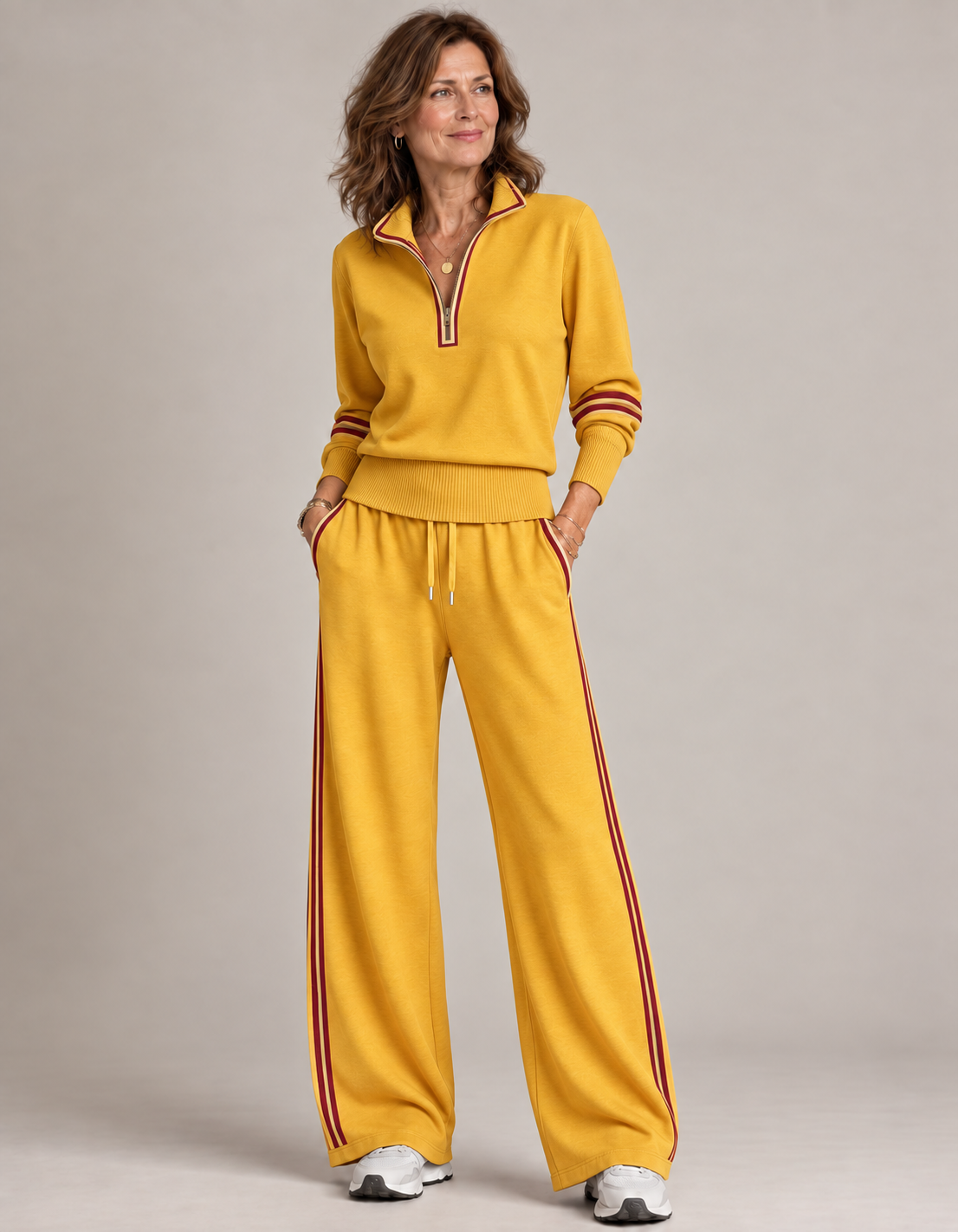 Amy™ | Set Coordinato con Mezza Zip e Gamba Ampia