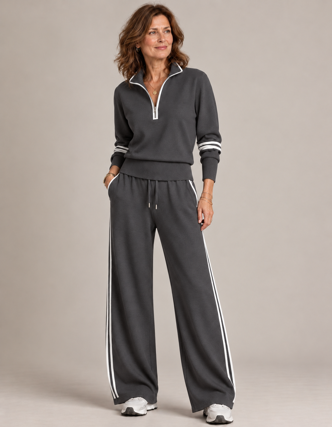 Amy™ | Set Coordinato con Mezza Zip e Gamba Ampia