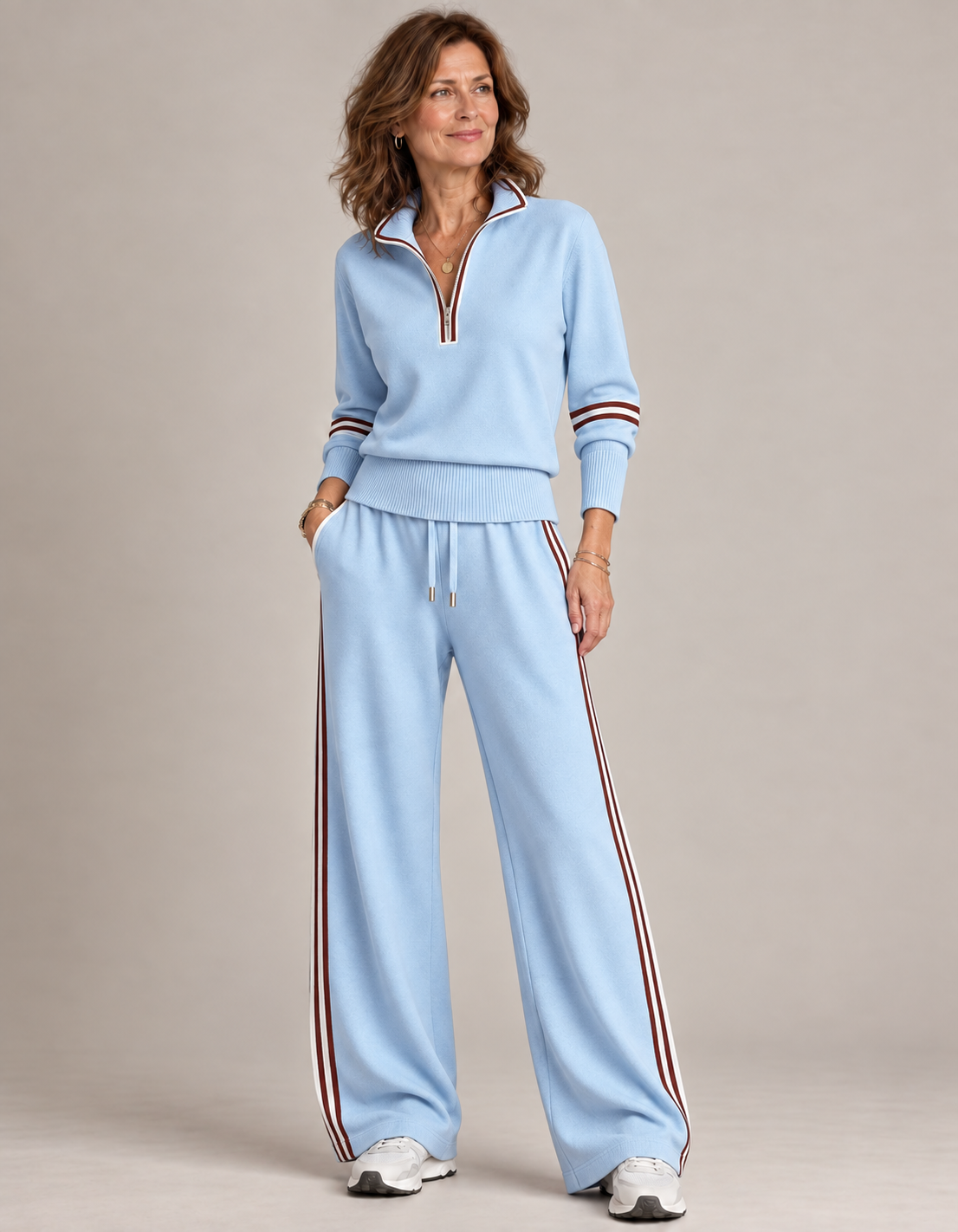 Amy™ | Set Coordinato con Mezza Zip e Gamba Ampia