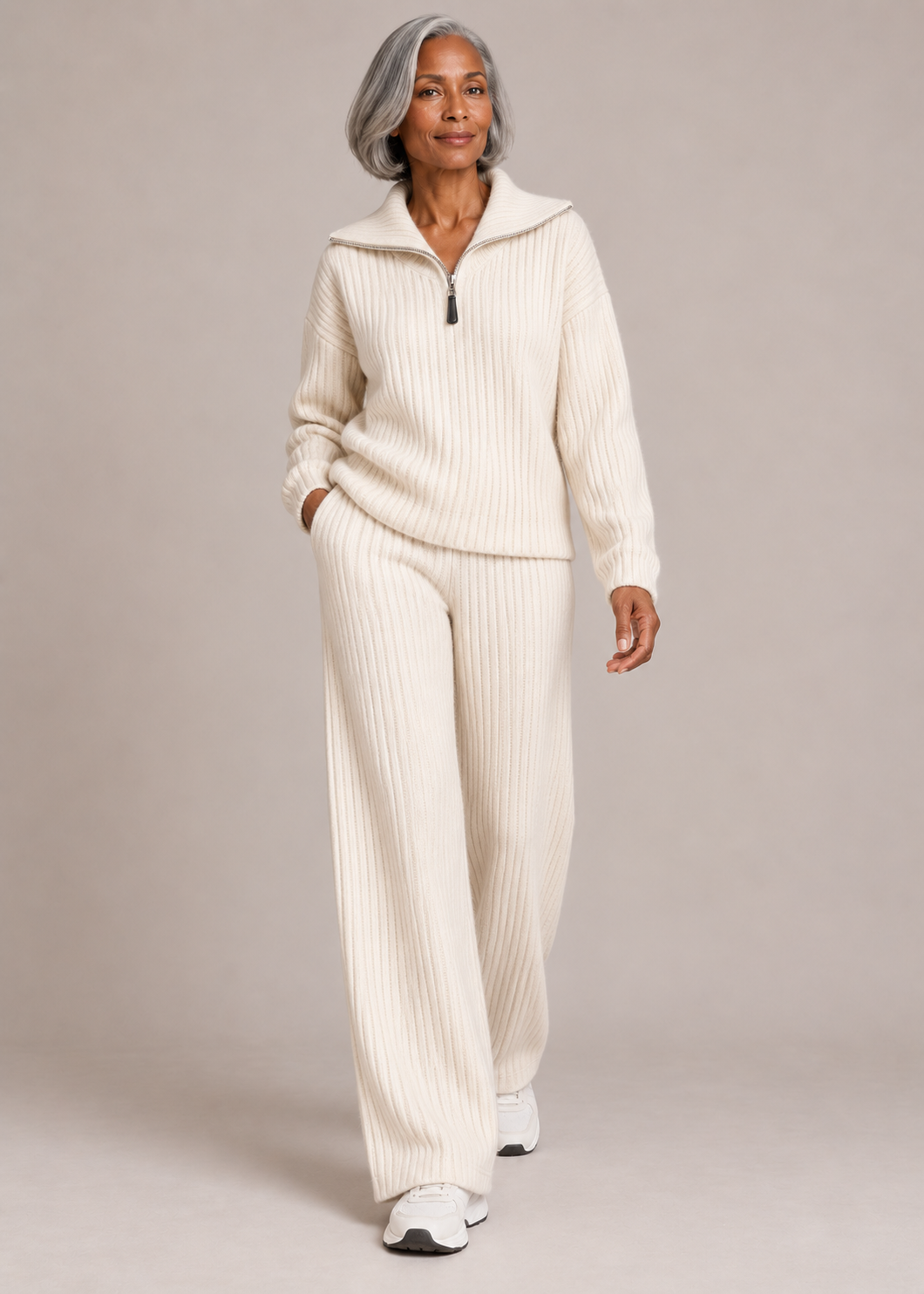 Catherine™ | Set a Due Pezzi con Mezza Zip e Morbide Coste