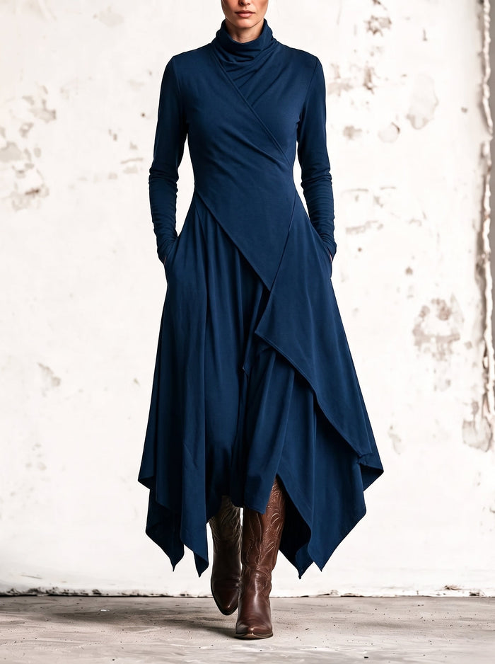 Soledad | Abito lungo drappeggiato con scollo alto