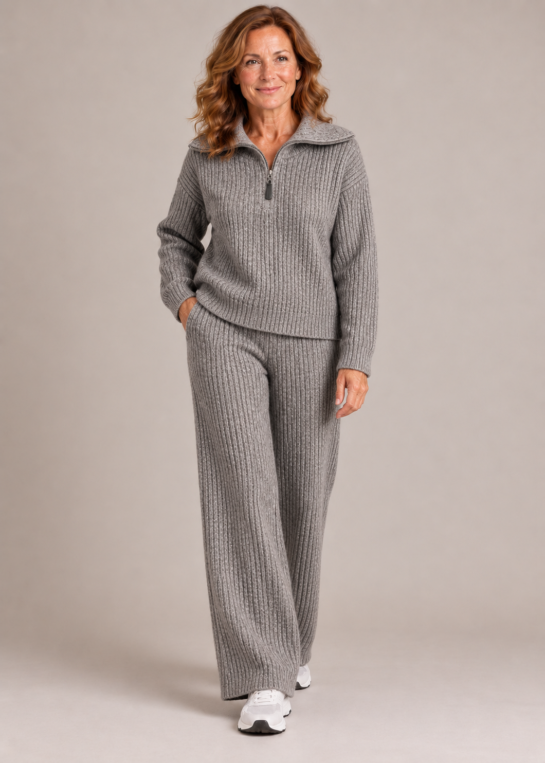 Catherine™ | Set a Due Pezzi con Mezza Zip e Morbide Coste