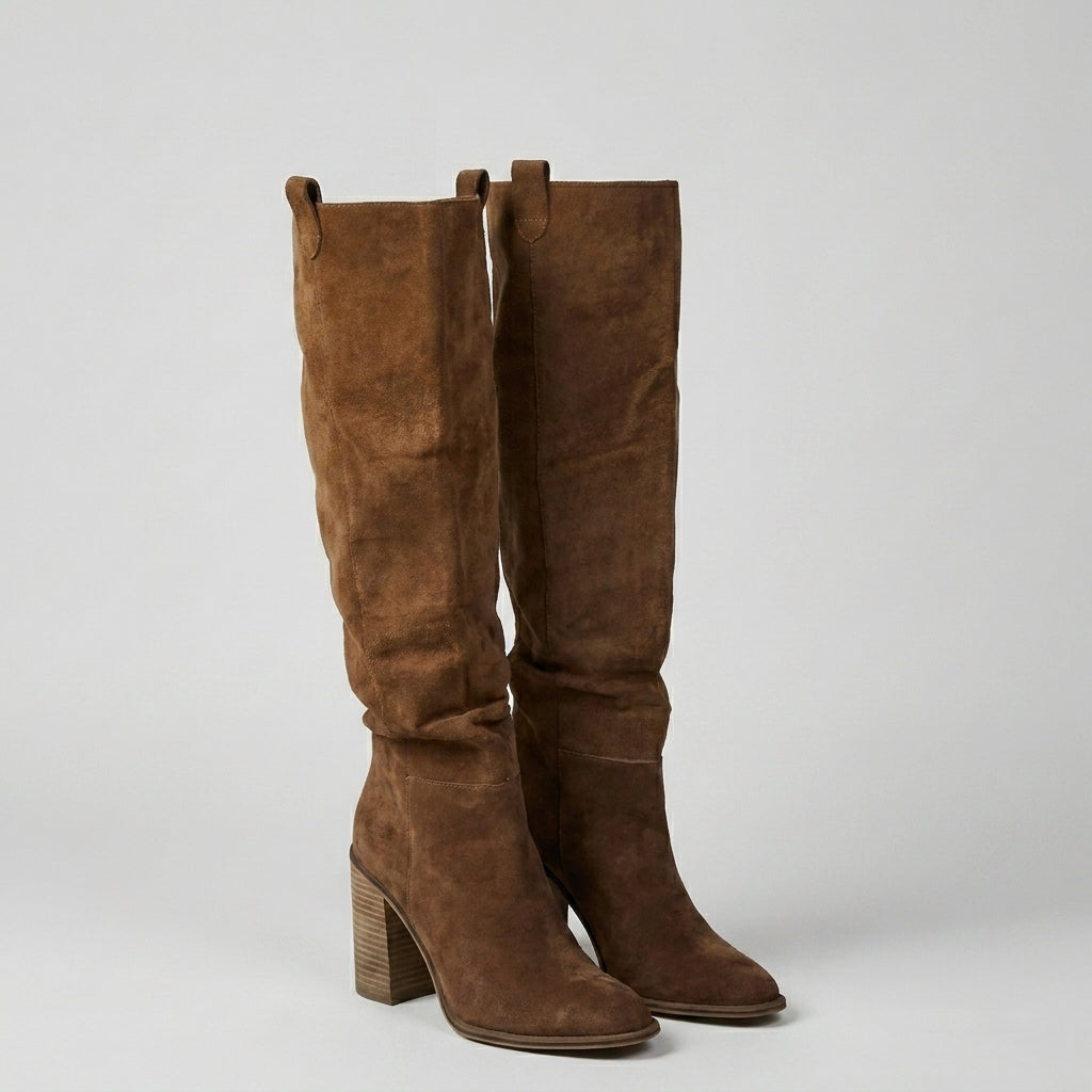 Stivali Alti da Donna Iliana™ in Camoscio Marrone, Stile Western