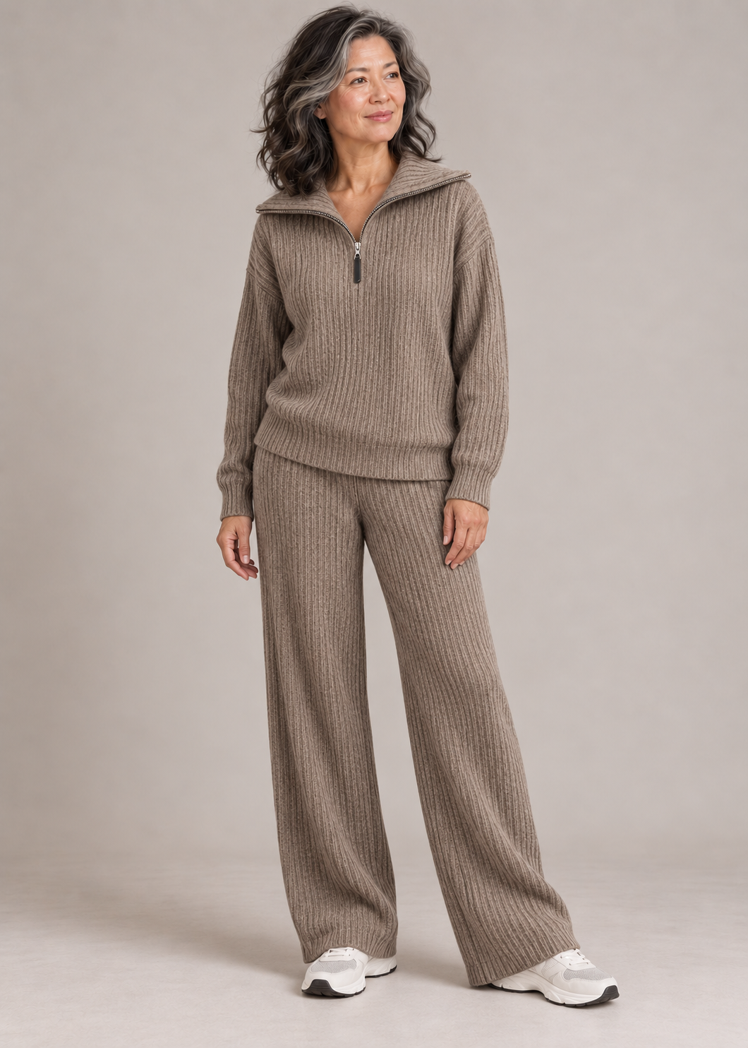 Catherine™ | Set a Due Pezzi con Mezza Zip e Morbide Coste