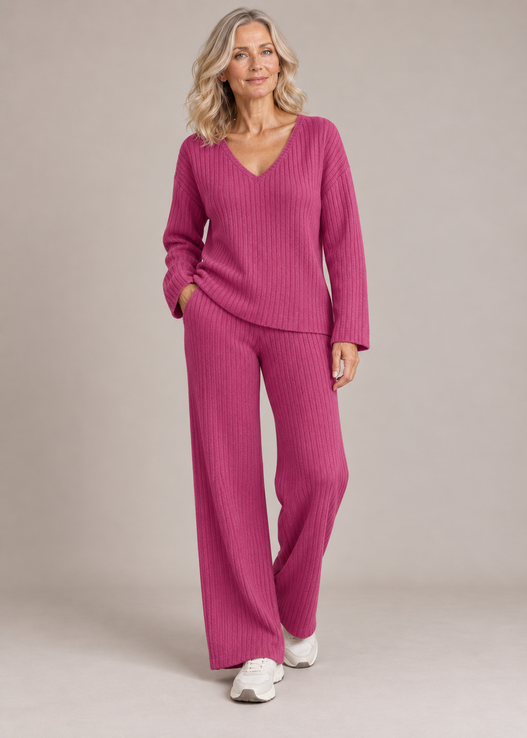 Addison™ | Set di Due Pezzi con Collo a V Morbido e Ribbato