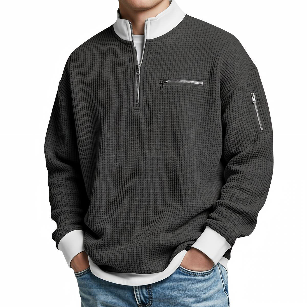 DANIEL - MAGLIONE GOFRE MEZZO ZIP