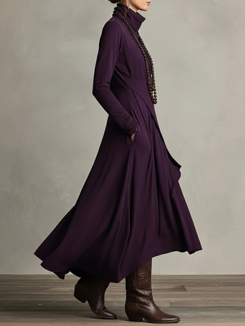Soledad | Abito lungo drappeggiato con scollo alto