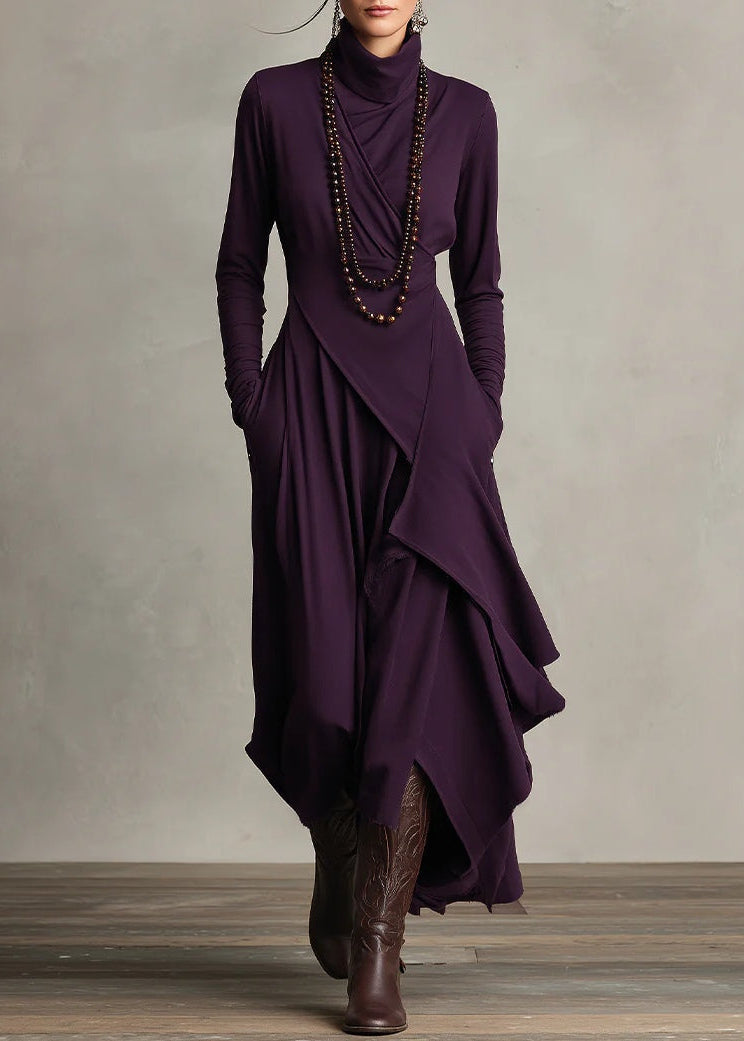 Soledad | Abito lungo drappeggiato con scollo alto