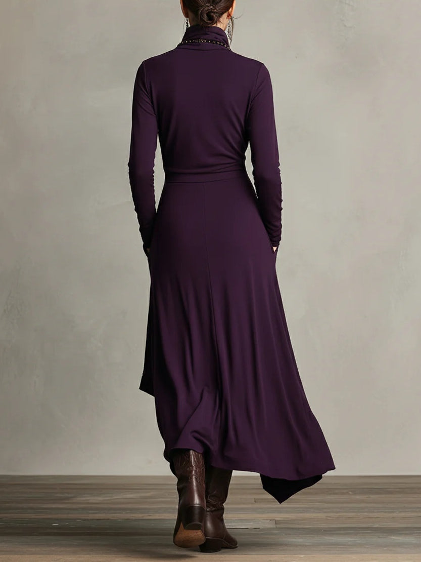 Soledad | Abito lungo drappeggiato con scollo alto