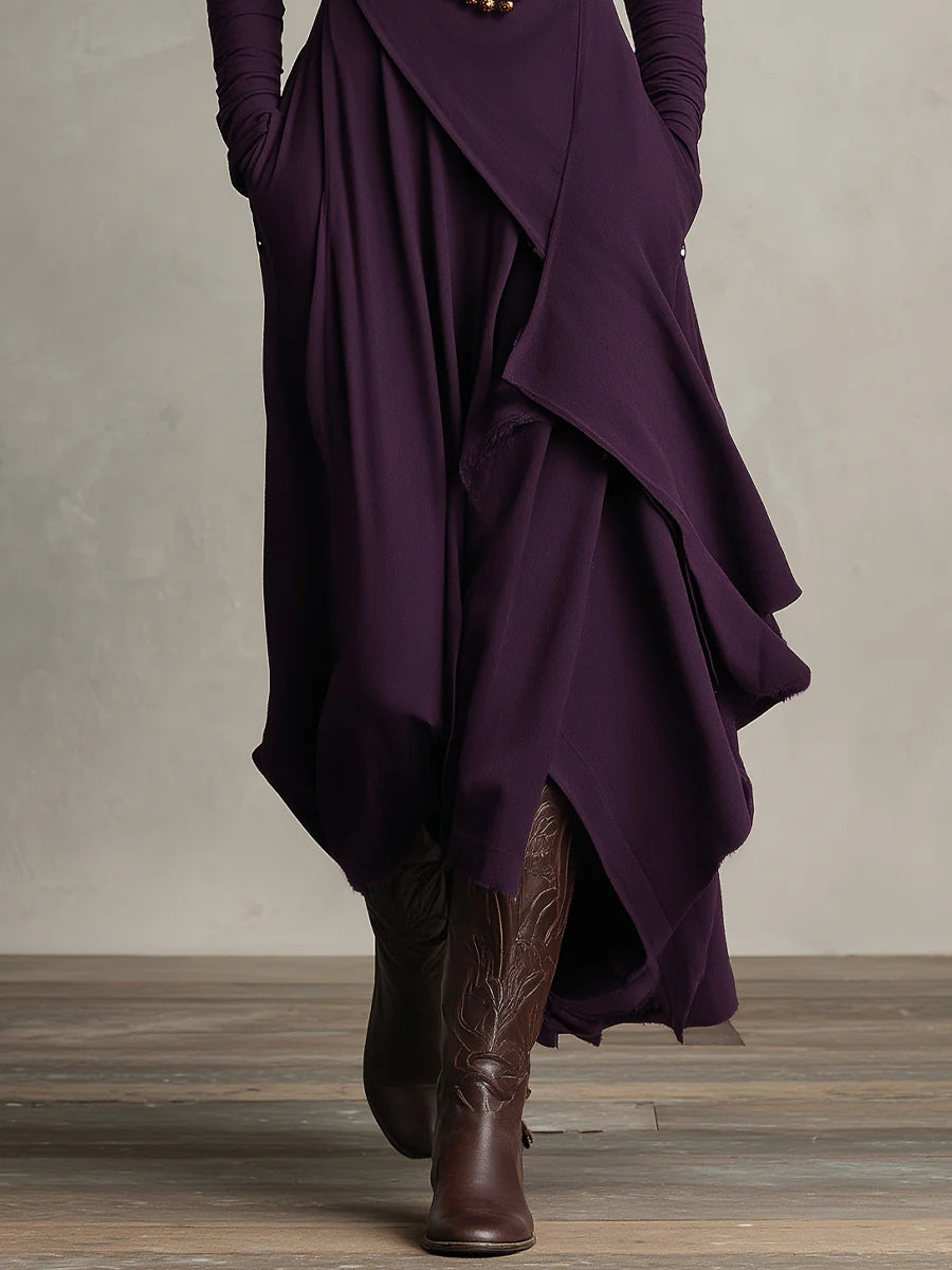 Soledad | Abito lungo drappeggiato con scollo alto