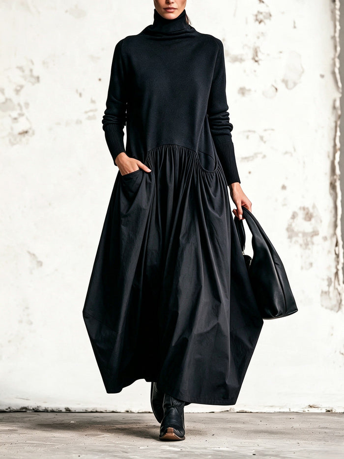 Lore | Abito lungo oversize con collo alto e ampie tasche
