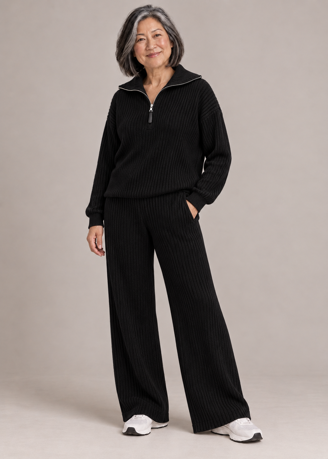 Catherine™ | Set a Due Pezzi con Mezza Zip e Morbide Coste