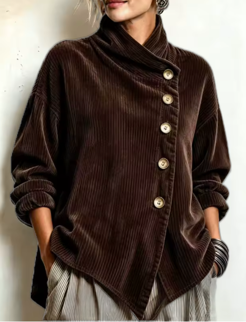 Sandra | Giacca oversize con collo alto asimmetrico