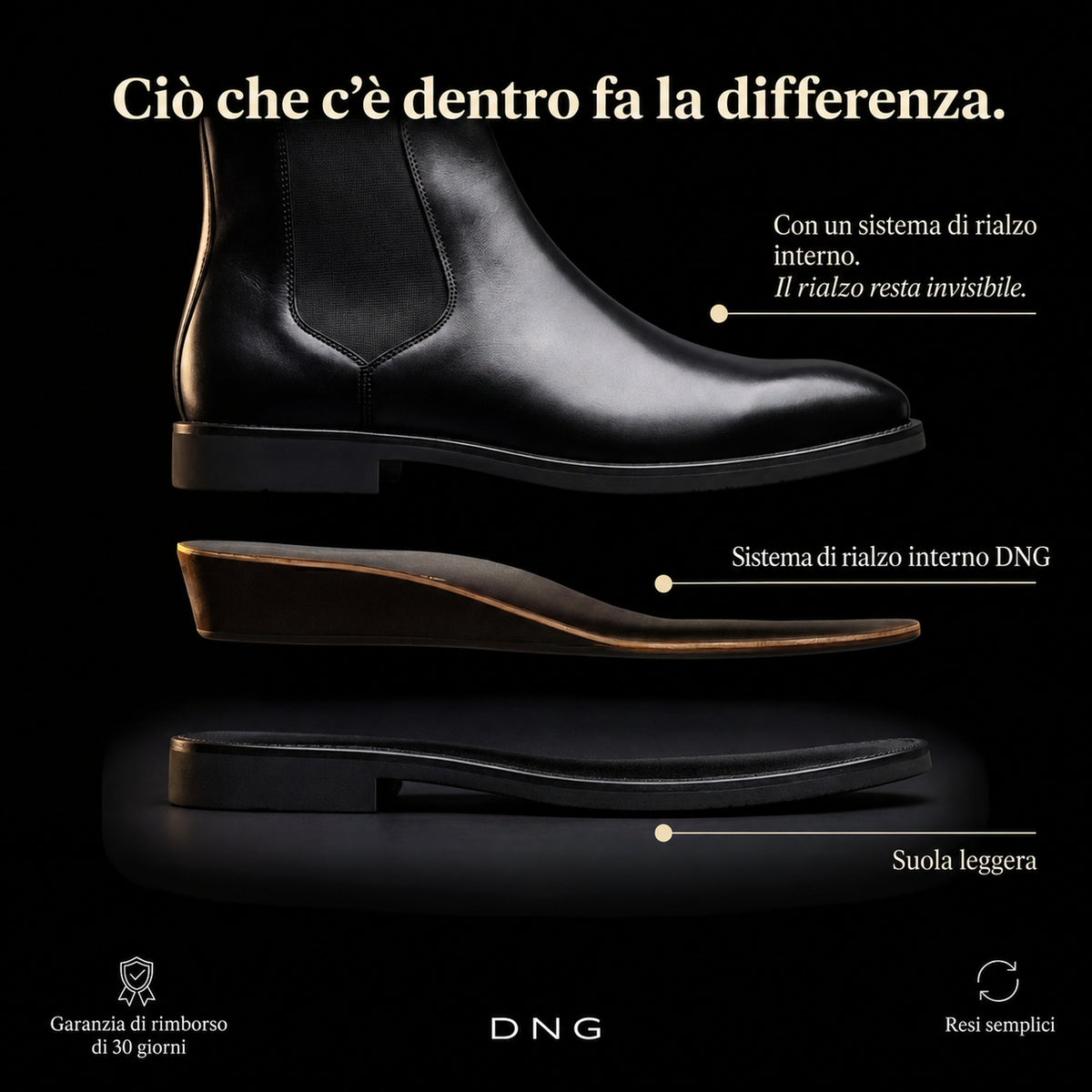 Ferdinando | Stivaletti Chelsea con rialzo interno +6 cm