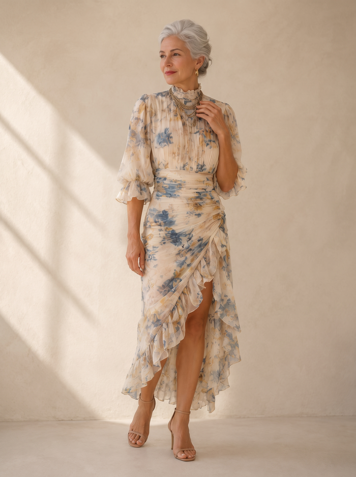 Emma | Abito Chiffon Beige