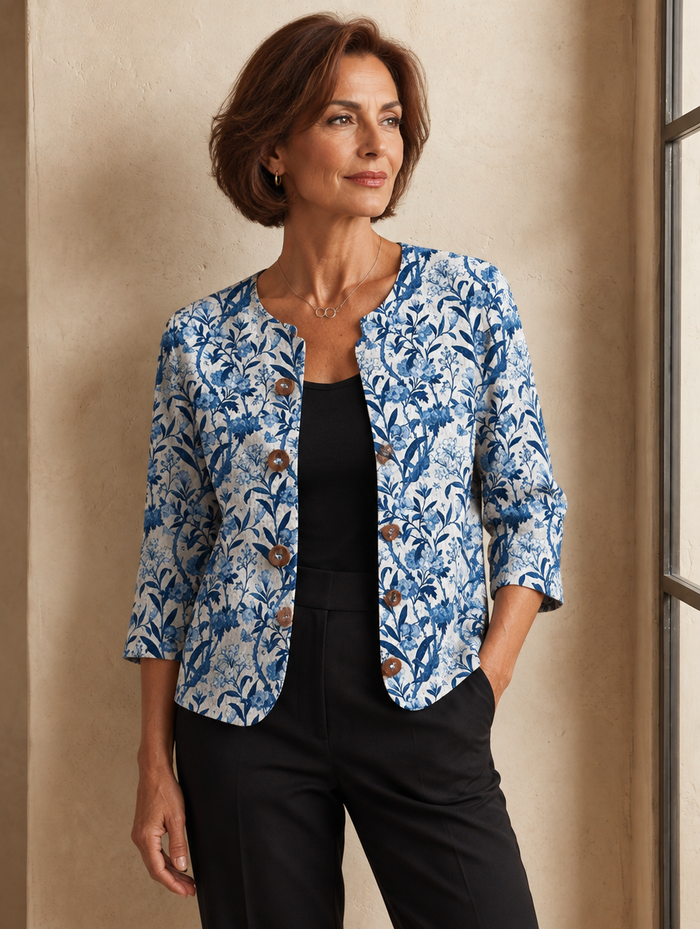 Azzurra | Cardigan Botanico Indaco