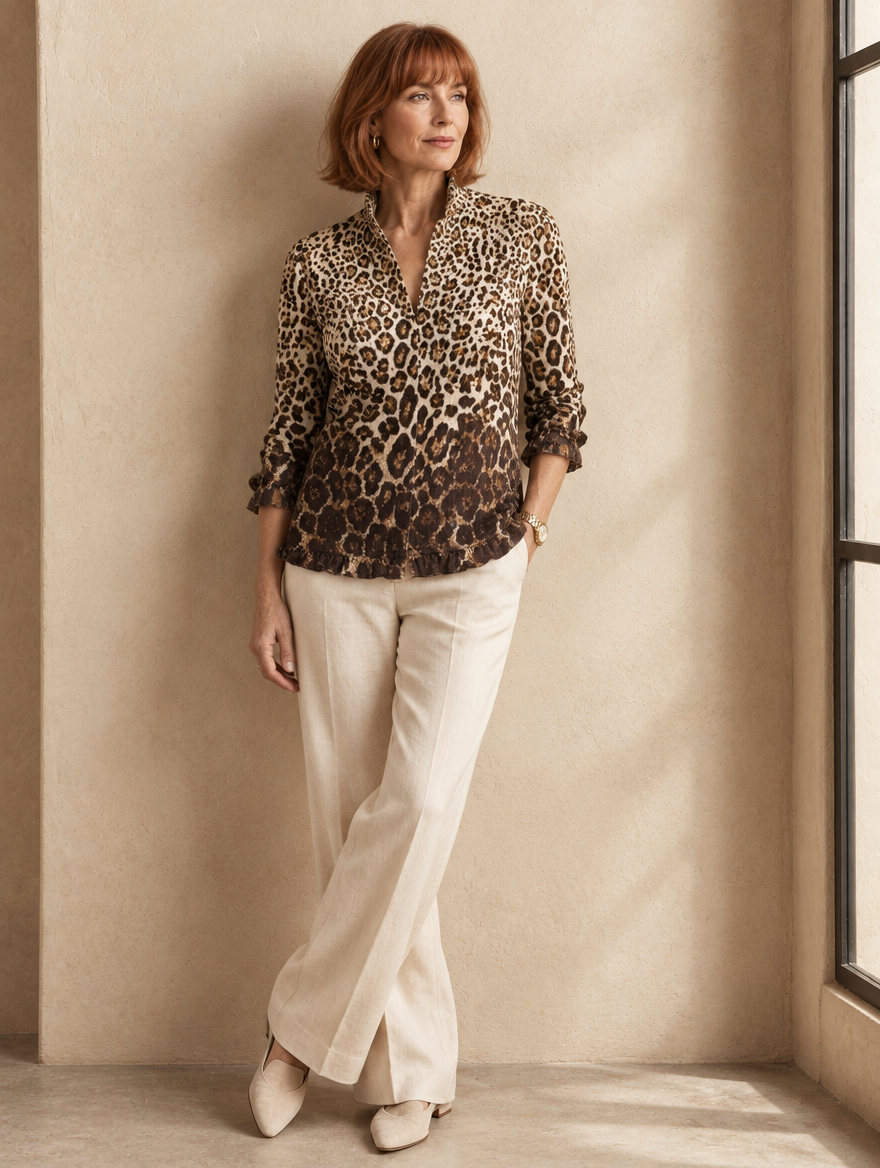 Gina | Giacca Leopardo con Volant