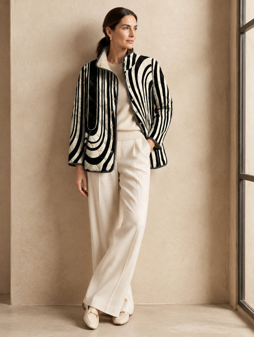 Zaira | Giacca Trapuntata Grafica Zebra