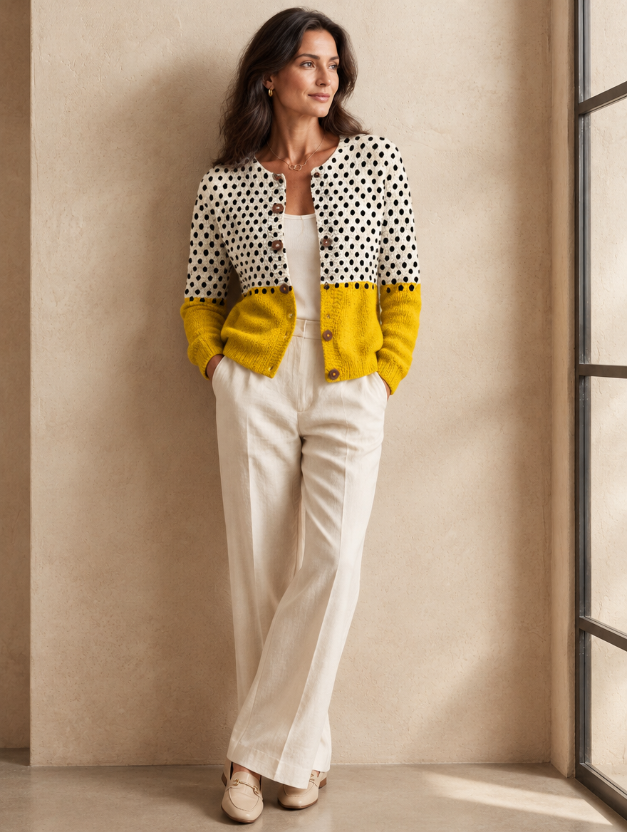Anita | Cardigan Bicolore a Pois