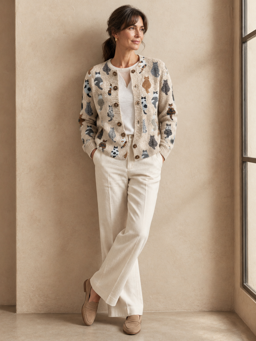 Lidia | Cardigan Stampa Gatti