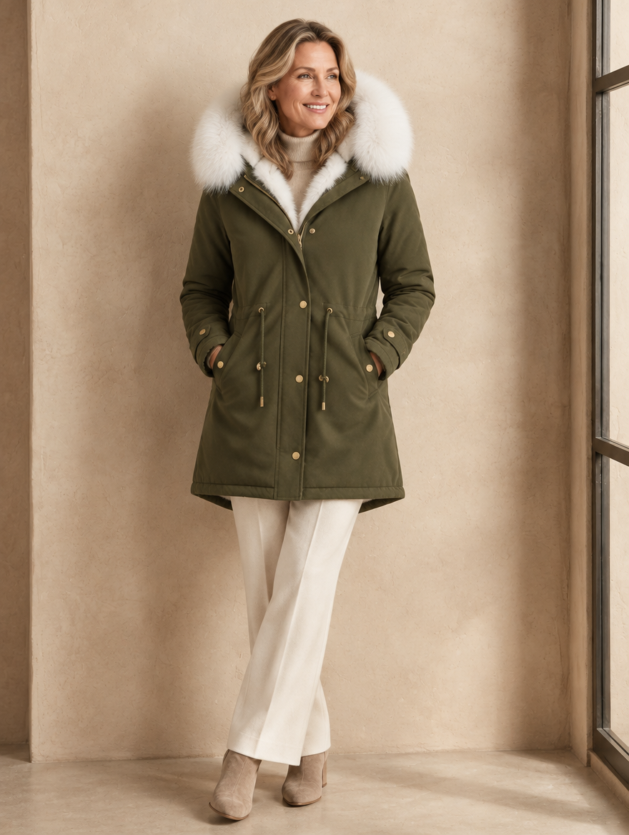 Rina | Parka con Cappuccio Bordato