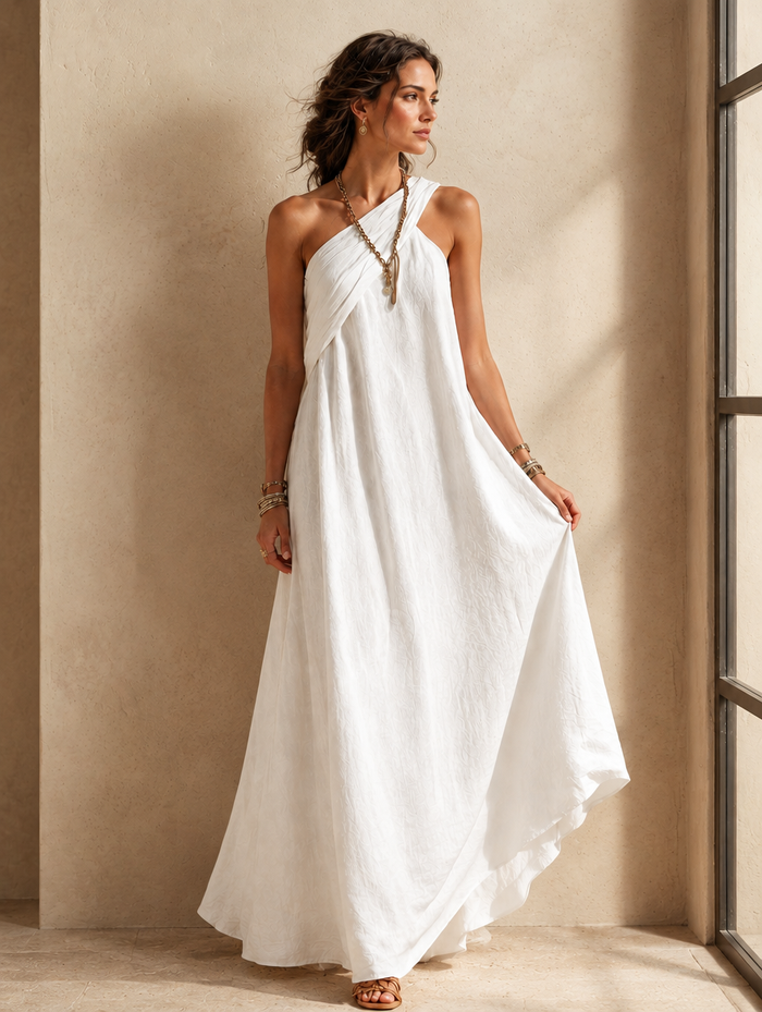 Vera | Vestito Lungo Incrociato Mediterraneo