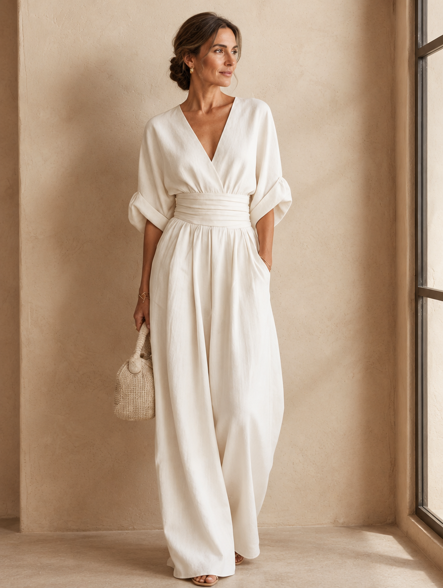 Elisa | Jumpsuit Elegante Fluida con Scollo a V