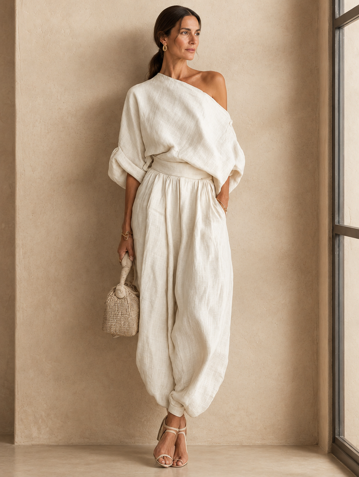 Beatrice | Completo Monospalla Drappeggiato