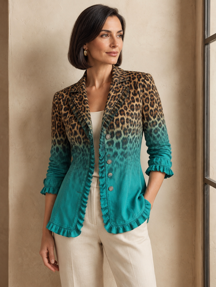 Giuseppina | Blazer Leopardo Sfumato con Volant