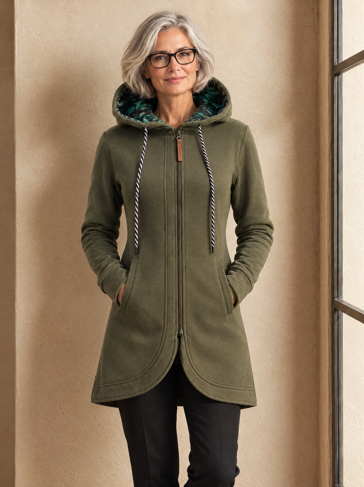 Giacca North West Atelier verde oliva indossata