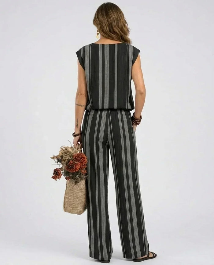 Alessia - Elegante completo a righe di due pezzi
