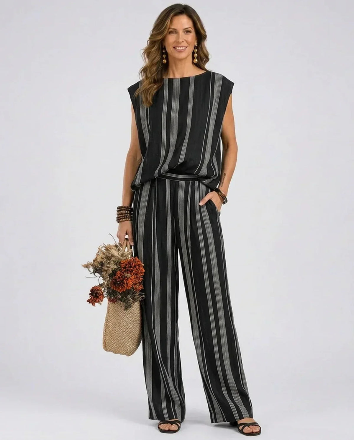 Alessia - Elegante completo a righe di due pezzi