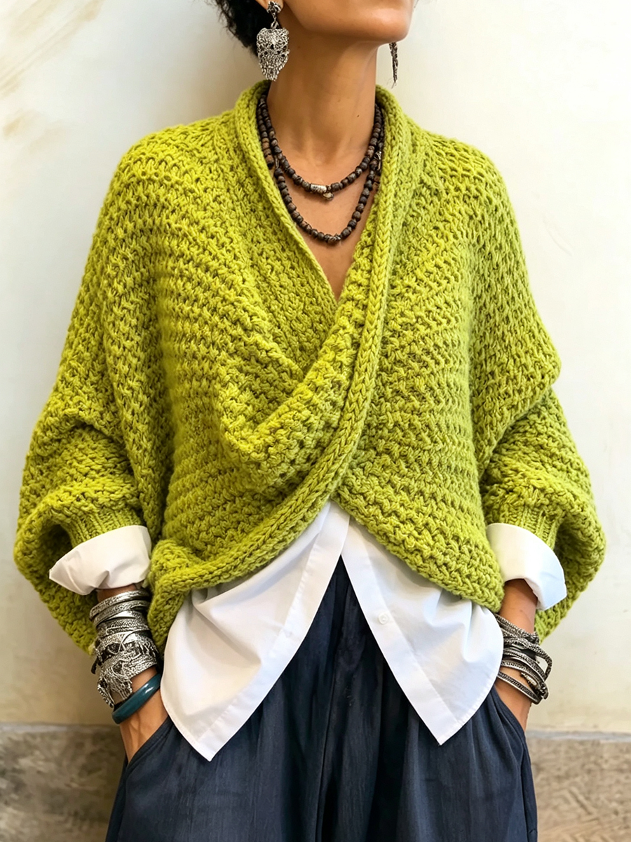 Celia | Maglione Incrociato in Maglia
