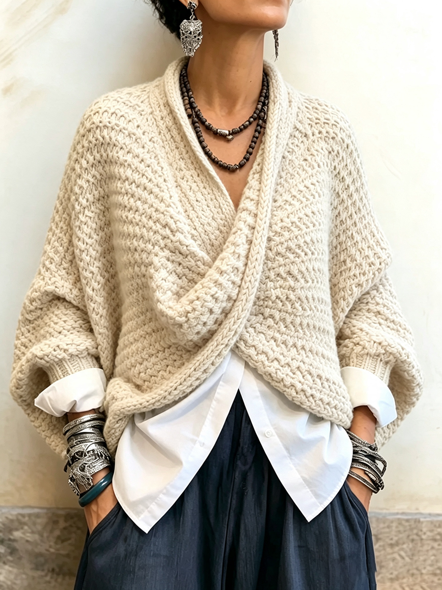 Celia | Maglione Incrociato in Maglia