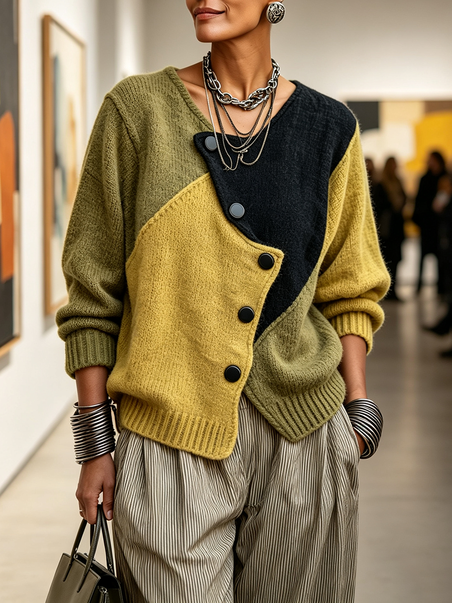 Consuelo | Maglione a Maglia con Motivi a Blocchi di Colore