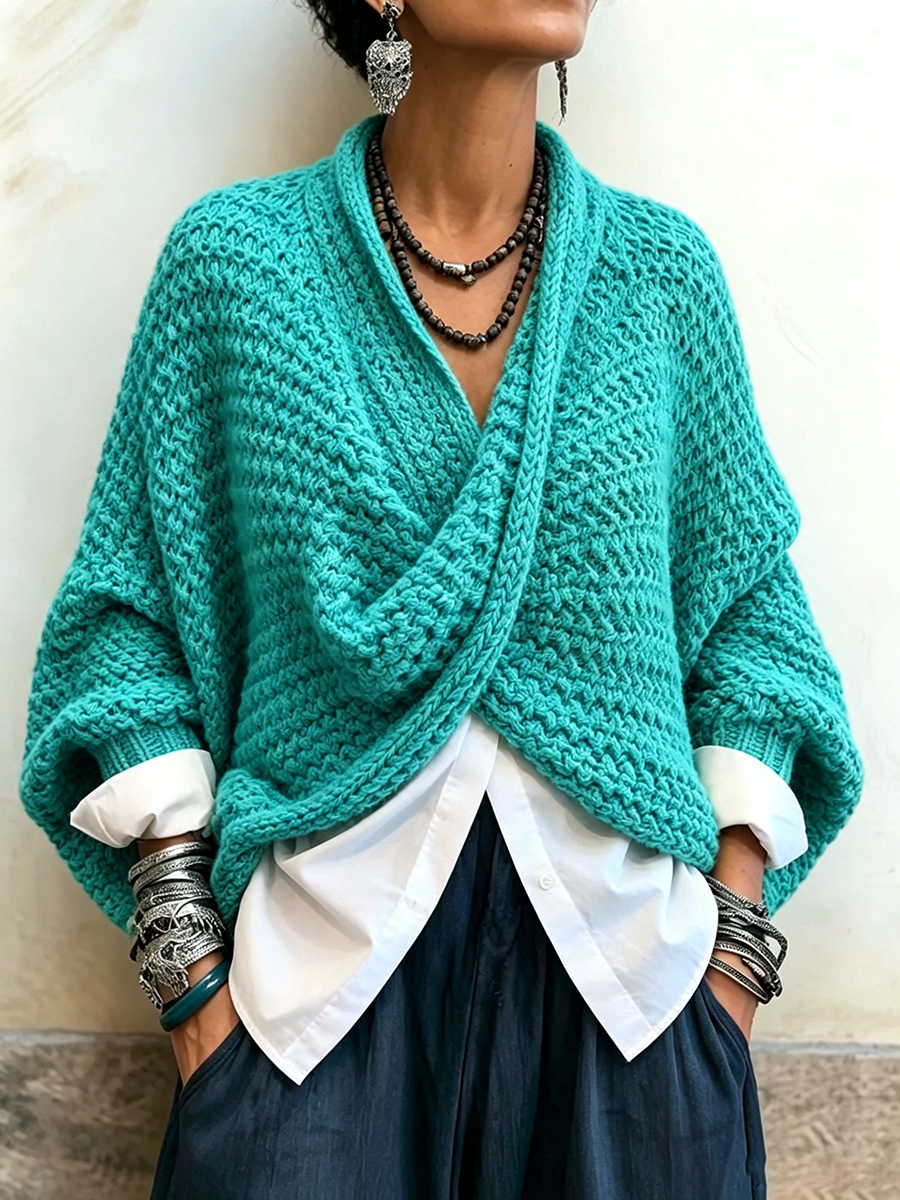Celia | Maglione Incrociato in Maglia